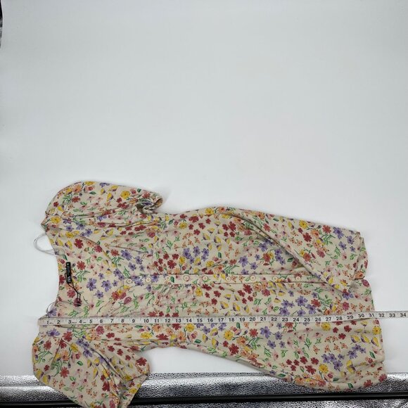 Zara Yellow Floral Cottagecore Puffed Sleeve Dress Womens Size Small Feminine - Picture 8 of 8